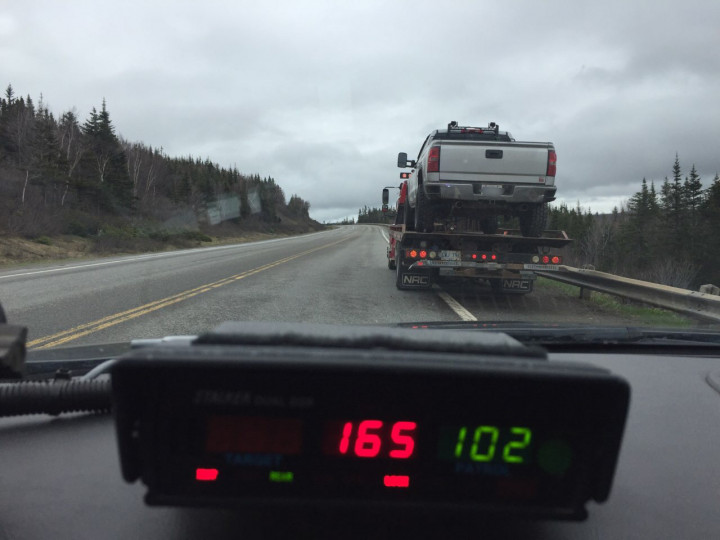 RCMP Traffic Services seizes truck for excessive speeds of 165 kms/hr on the TCH near Pinch Gut Lake.
