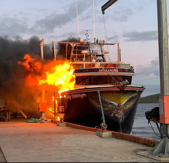 Fire on board the Sally Kathryn posed risk to other vessels and the government wharf in Port Saunders on September 15, 2020.