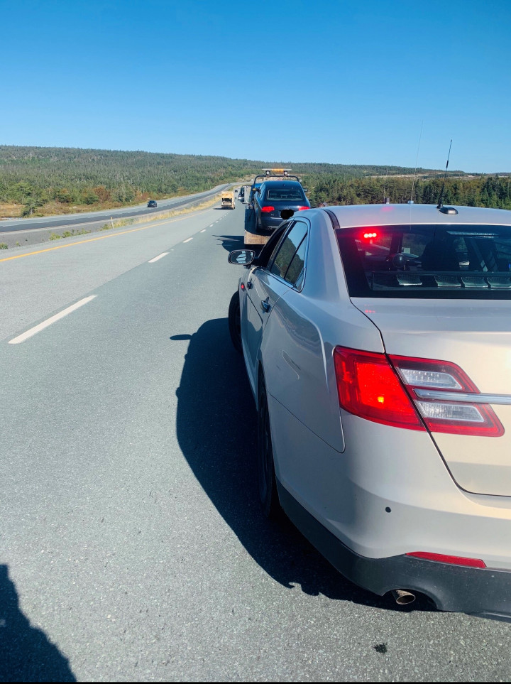 An Audi is impounded for excessive speeding during a joint traffic enforcement initiative by RCMP and RNC on October 6, 2020. 