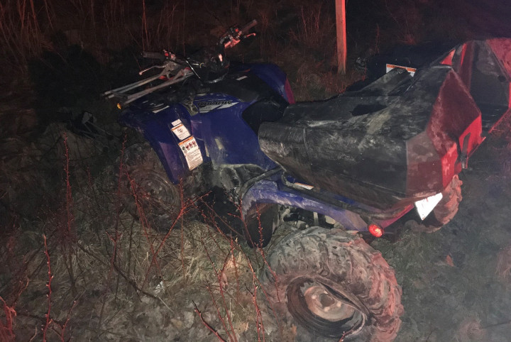 This ATV crashed after striking a curb on Harvey Street in Harbour Grace on May 1, 2021.