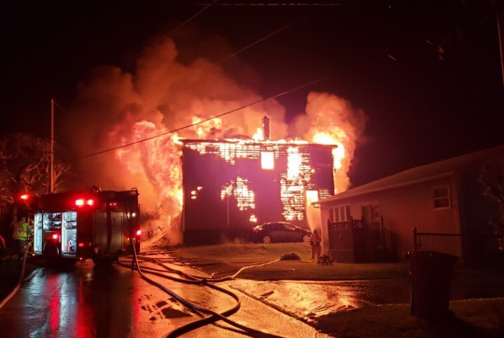 A fire completely destroyed an apartment building on Blackburn Road in Grand Bank on July 21, 2021.