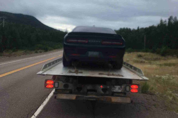 Cette Dodge noire, conduite par un automobiliste dont le permis avait été suspendu, a été mise en fourrière par la GRC le 6 septembre.