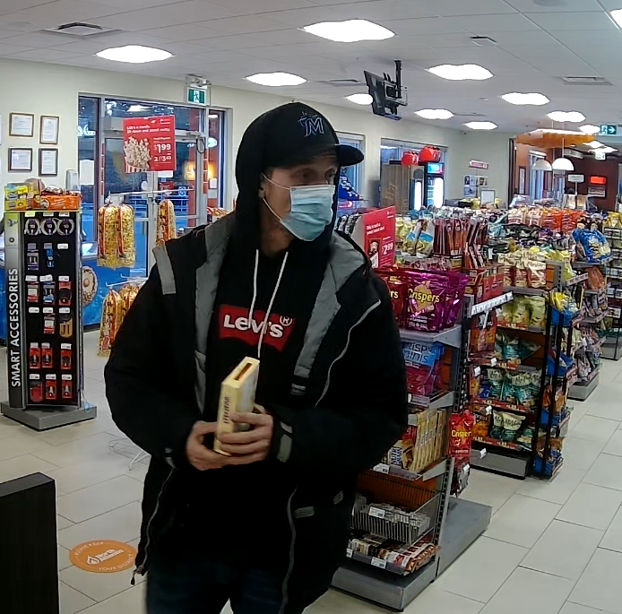 RCMP NL looks to identify this individual involved in thefts from the Orange Store in Holyrood and on the TCH near Goobies on November 21, 2021.