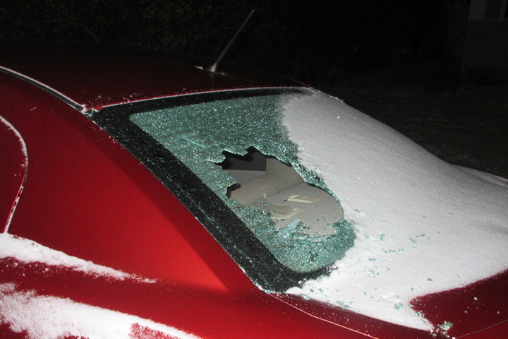 Vehicle with smashed window