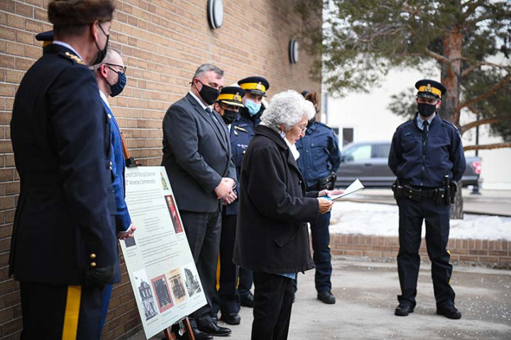 RCMP officers and employees, Indigenous leaders and local dignitaries recently gathered in front of the Swift Current Municipal Detachment to commemorate 50 years of the RCMP's service to the community.
