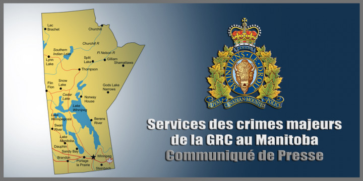 Signe de communiqué de presse de la Services des crimes majeurs de la GRC au Manitoba