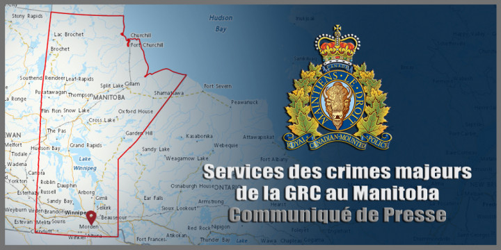 Signe de communiqué de presse de services des crime majeurs de la GRC au Manitoba