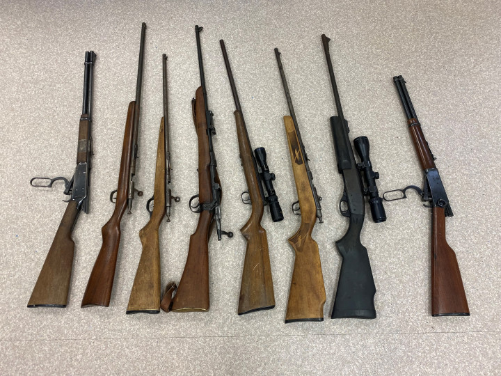 Eight seized firearms