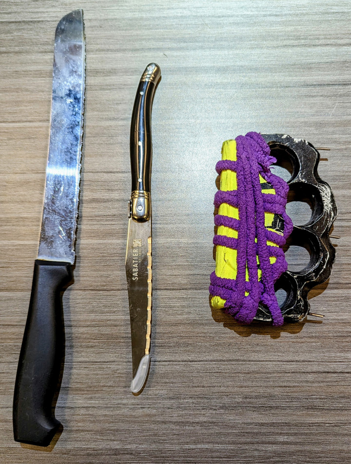 Knives and brass knuckles