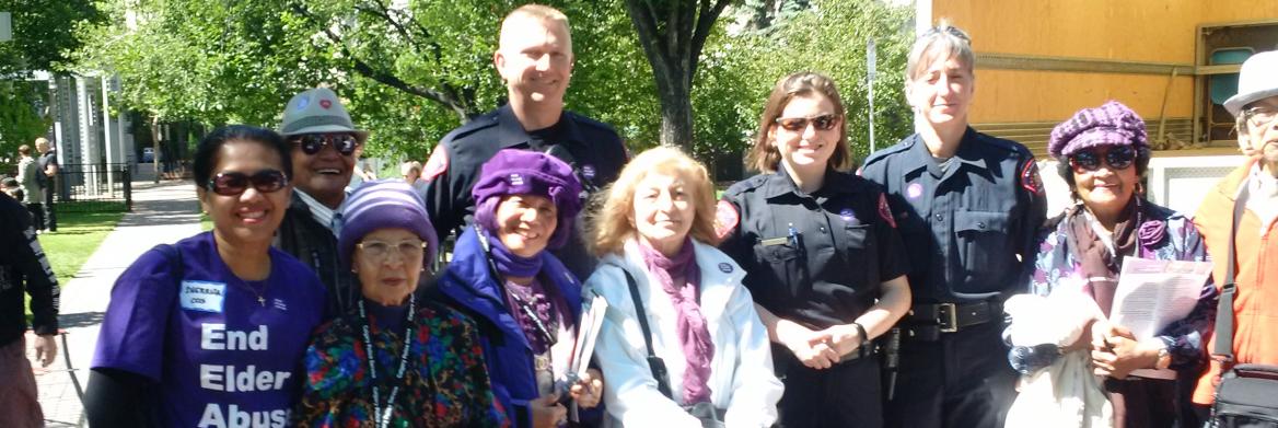 Group of seniors and police officers.